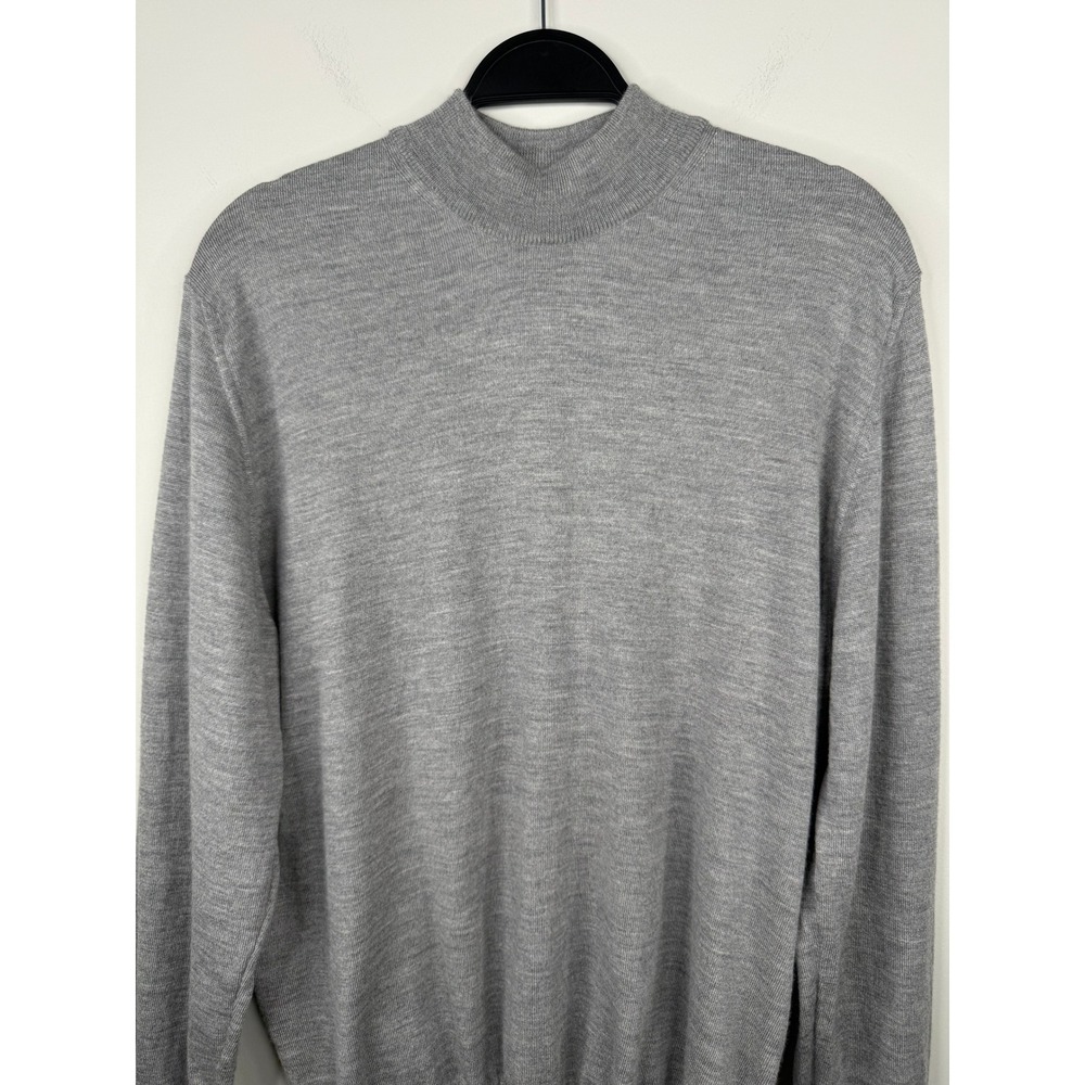 Hugo Boss Mock Neck Sweater Mens Gray L 100% Virgin Wool Made in Turkey Knit